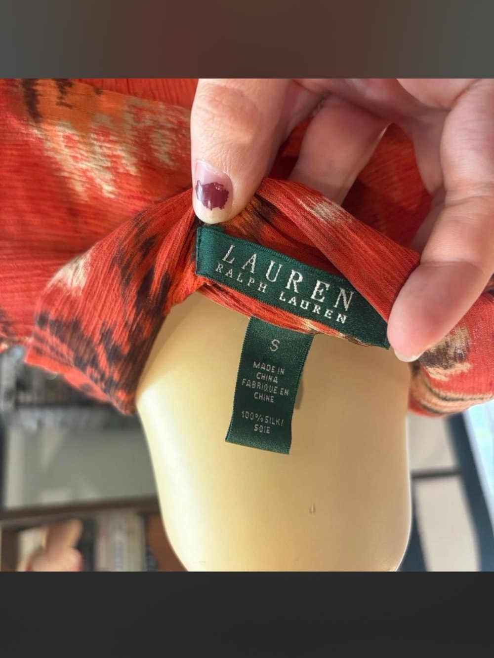 Orange Lauren Ralph Lauren Silk Blouse - Picture 3 of 3